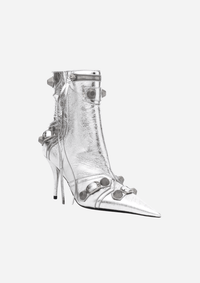 Balenciaga Le Cagole Stivaletti Argento in Pelle Metallizzata 90 mm View 2