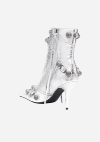 Balenciaga Le Cagole Stivaletti Argento in Pelle Metallizzata 90 mm View 3