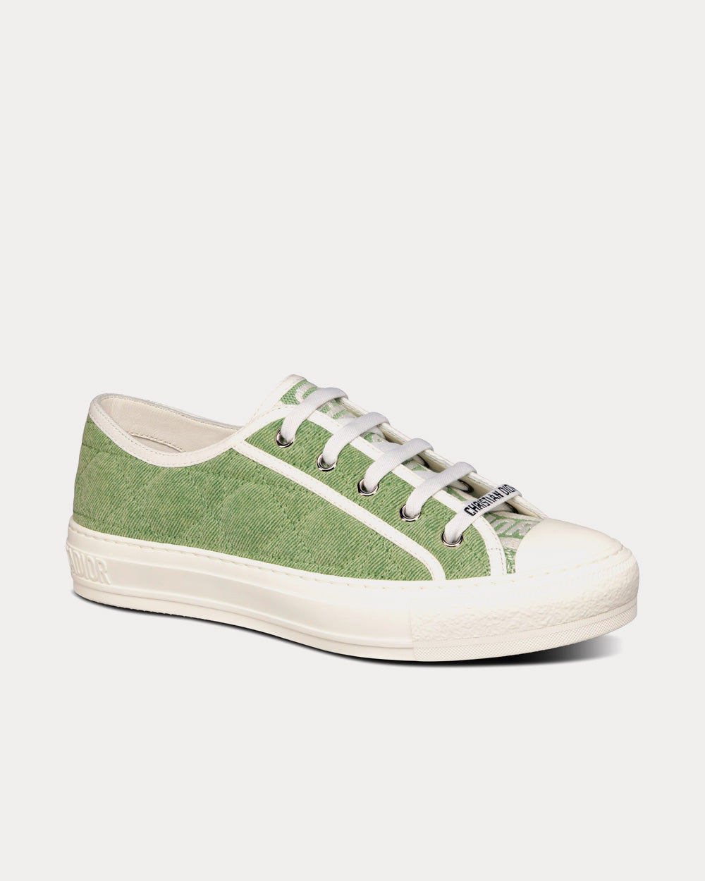 Walk'n'Dior Green Faded Cannage Embroidered Denim Low Top Sneakers