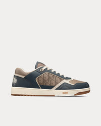 B27 Brown and Deep Gray Smooth Calfskin with Brown Dior Oblique Galaxy Leather Low Top Sneakers