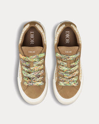 B33 Khaki and Cream Dior Oblique Jacquard and Khaki Suede Low Top Sneakers