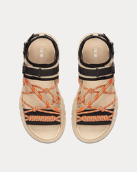 H-Town Black Technical Fabric and Natural Nubuck Calfskin Sandals