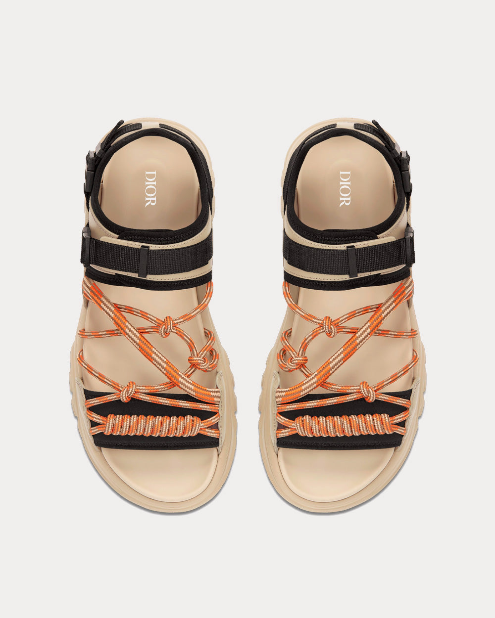 H-Town Black Technical Fabric and Natural Nubuck Calfskin Sandals