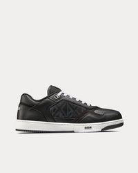 B27 Black Smooth Calfskin and CD Diamond Canvas Low Top Sneakers