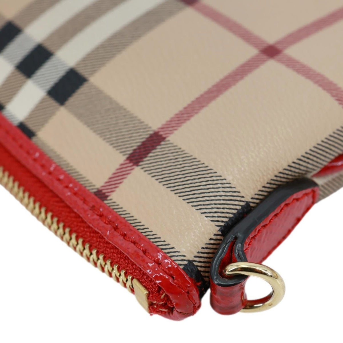 BURBERRY Peyton Small Haymarket Check Canvas Crossbody Clutch Military Red
