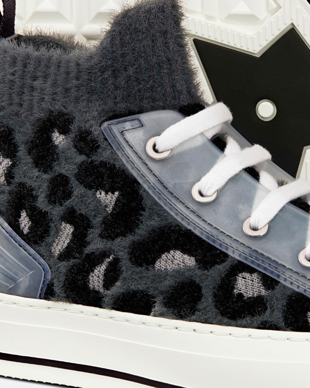 Walk'n'Dior Fur-Effect Knit with Gray Mizza Print High Top Sneakers