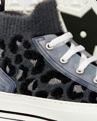 Walk'n'Dior Fur-Effect Knit with Gray Mizza Print High Top Sneakers