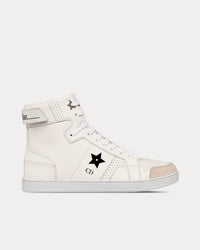 Dior Star Calfskin & Suede White High Top Sneakers