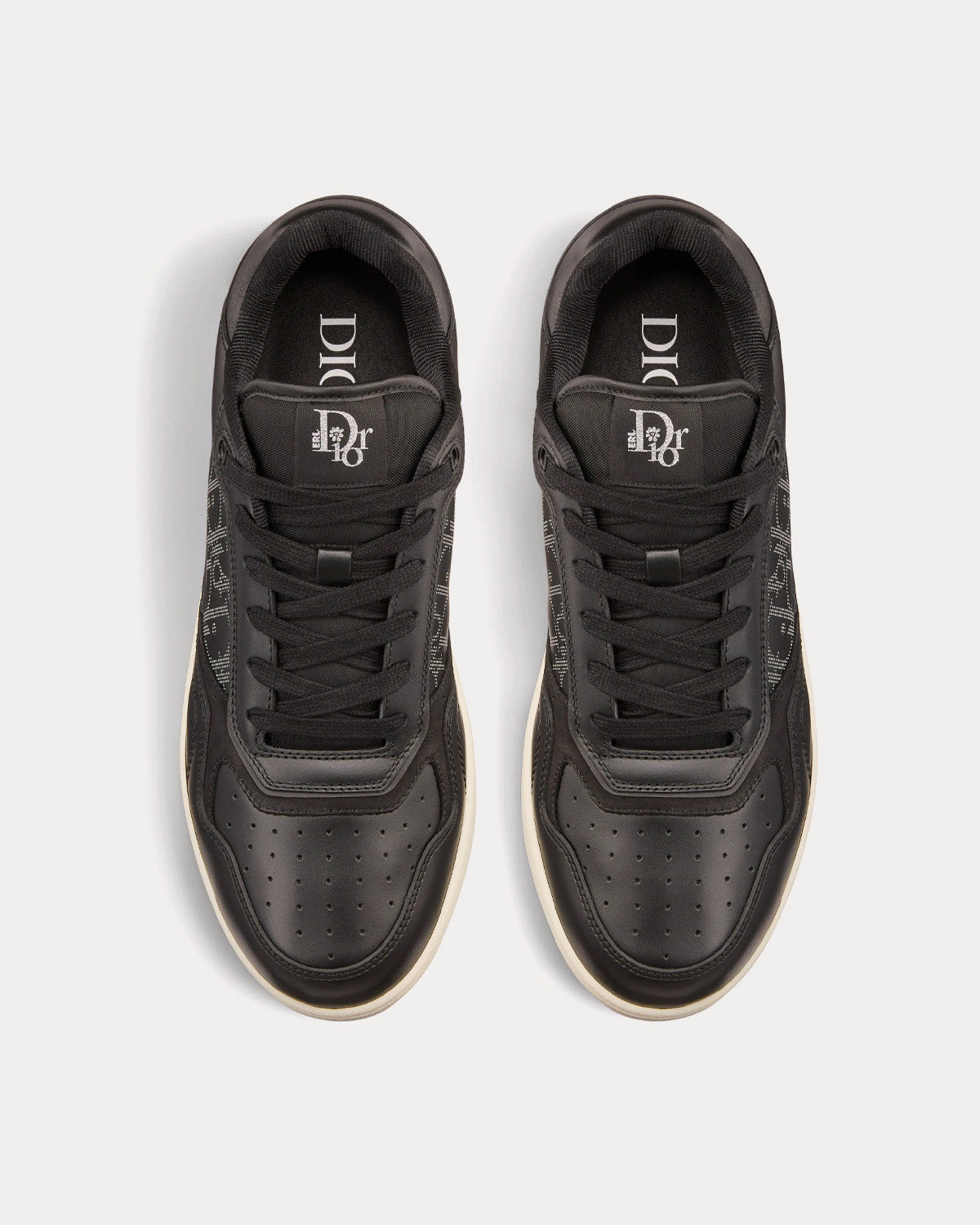 B27 Black Smooth Calfskin and Dior Oblique Galaxy Leather Low Top Sneakers