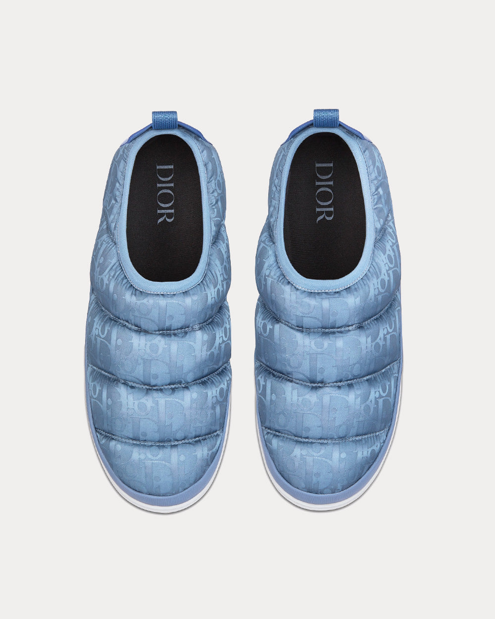 Snow Slipper Quilted Dior Oblique Mirage Technical Fabric Blue Slip Ons