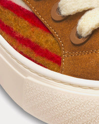 Dior Tears B33 Limited Edition Red Multicolor Mohair and Brown Suede Low Top Sneakers