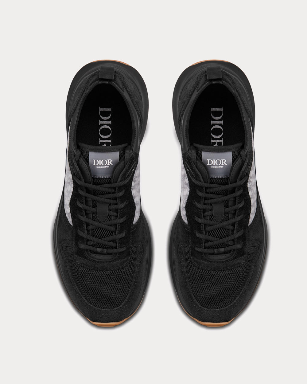 B25 Runnner Black Dior Oblique Canvas and Suede Low Top Sneakers