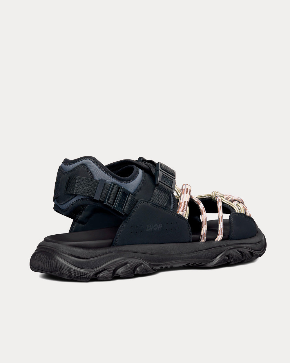 H-Town Black and Gray Technical Fabric with Brown Nubuck Calfskin Sandals