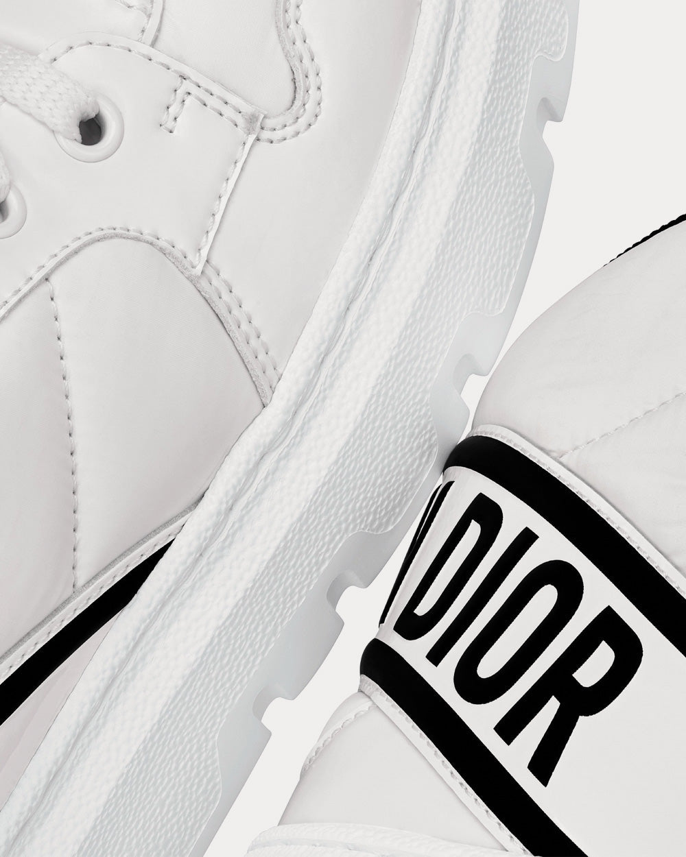 D-Player White and Black Quilted Nylon Top Sneakers
