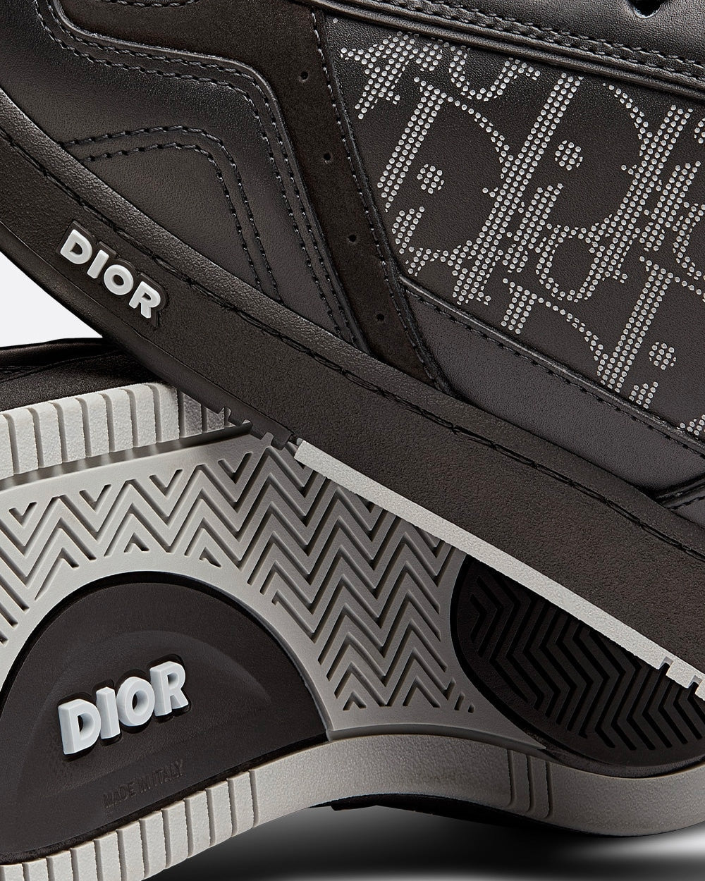 B27 Black Dior Oblique Galaxy Leather with Smooth Calfskin and Suede Low Top Sneakers