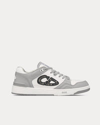 B57 Dior Gray and White Smooth Calfskin with Beige and Black Dior Oblique Jacquard Low Top Sneakers