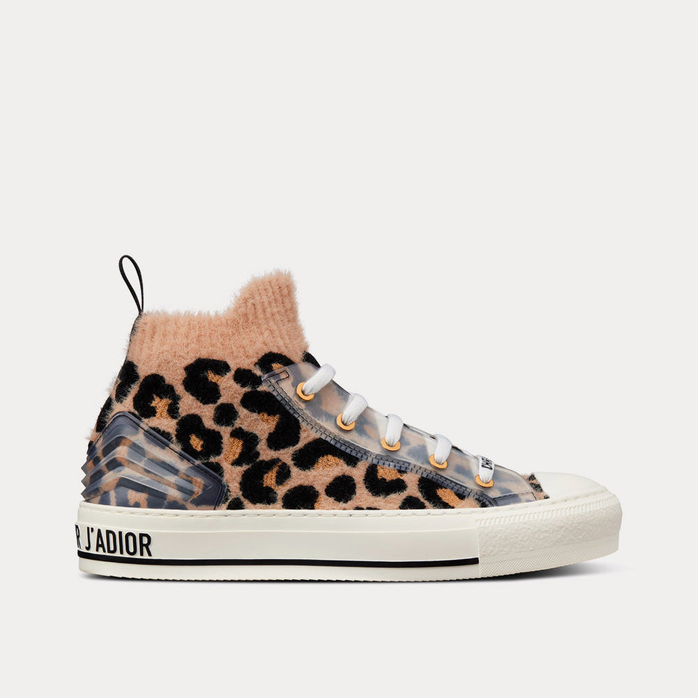 Walk'n'Dior Fur-Effect Knit Printed with Beige Multicolor Mizza Pattern High Top Sneakers