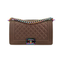 Boy shoulder bag in golden brown quilted leather View 2