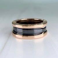 BVLGARI Bulgari B.zero1 Two-Band Ring 18k Rose Gold and Ceramic View 3
