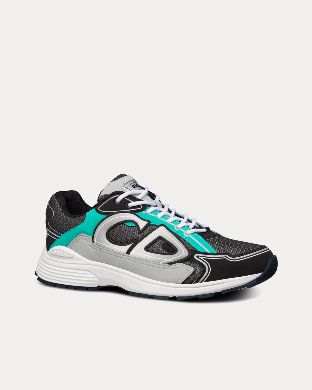 B30 Anthracite Gray Mesh and Black, Green and Dior Gray Technical Fabric Low Top Sneakers