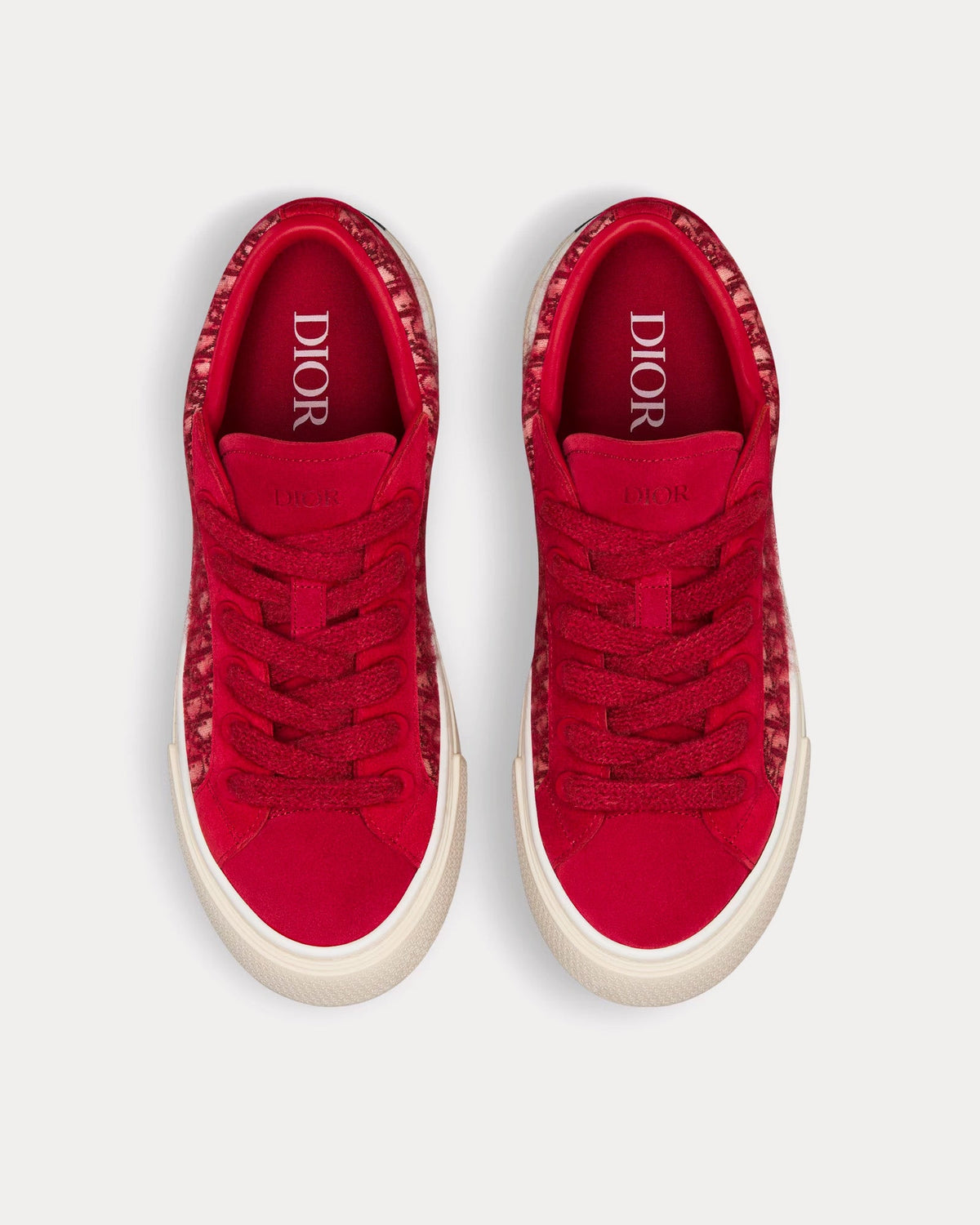 B33 Dior Oblique Mohair & Suede Red Low Top Sneakers