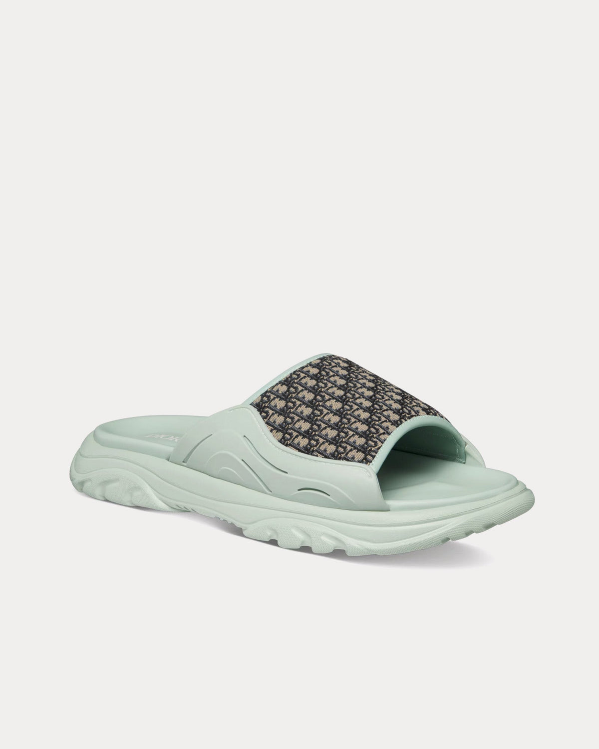 H-Town Light Green Rubber with Beige and Black Dior Oblique Jacquard Sandals