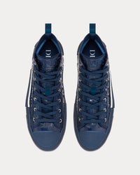 B23 Transparent Canvas with Blue Raised Dior Oblique High Top Sneakers