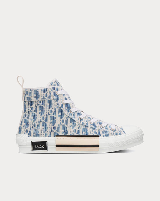B23 Blue Dior Oblique Kasuri Jacquard High Top Sneakers