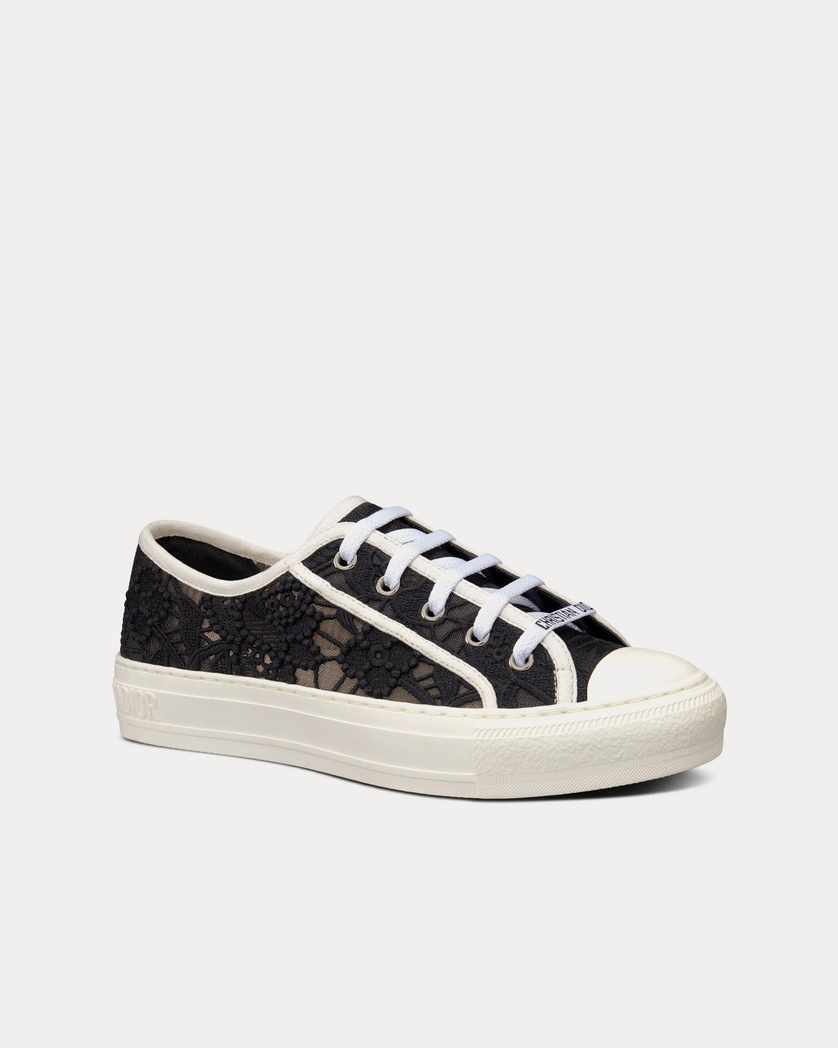 Walk'n'Dior Black Macramé Embroidered Cotton Low Top Sneakers