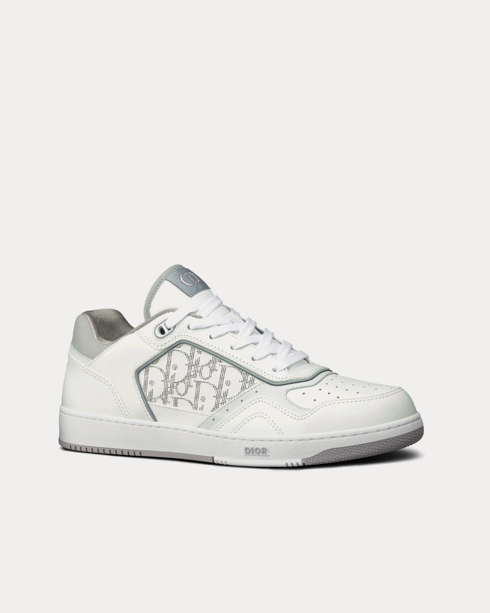 B27 White and Gray Smooth Calfskin with White Dior Oblique Galaxy Leather Low Top Sneakers