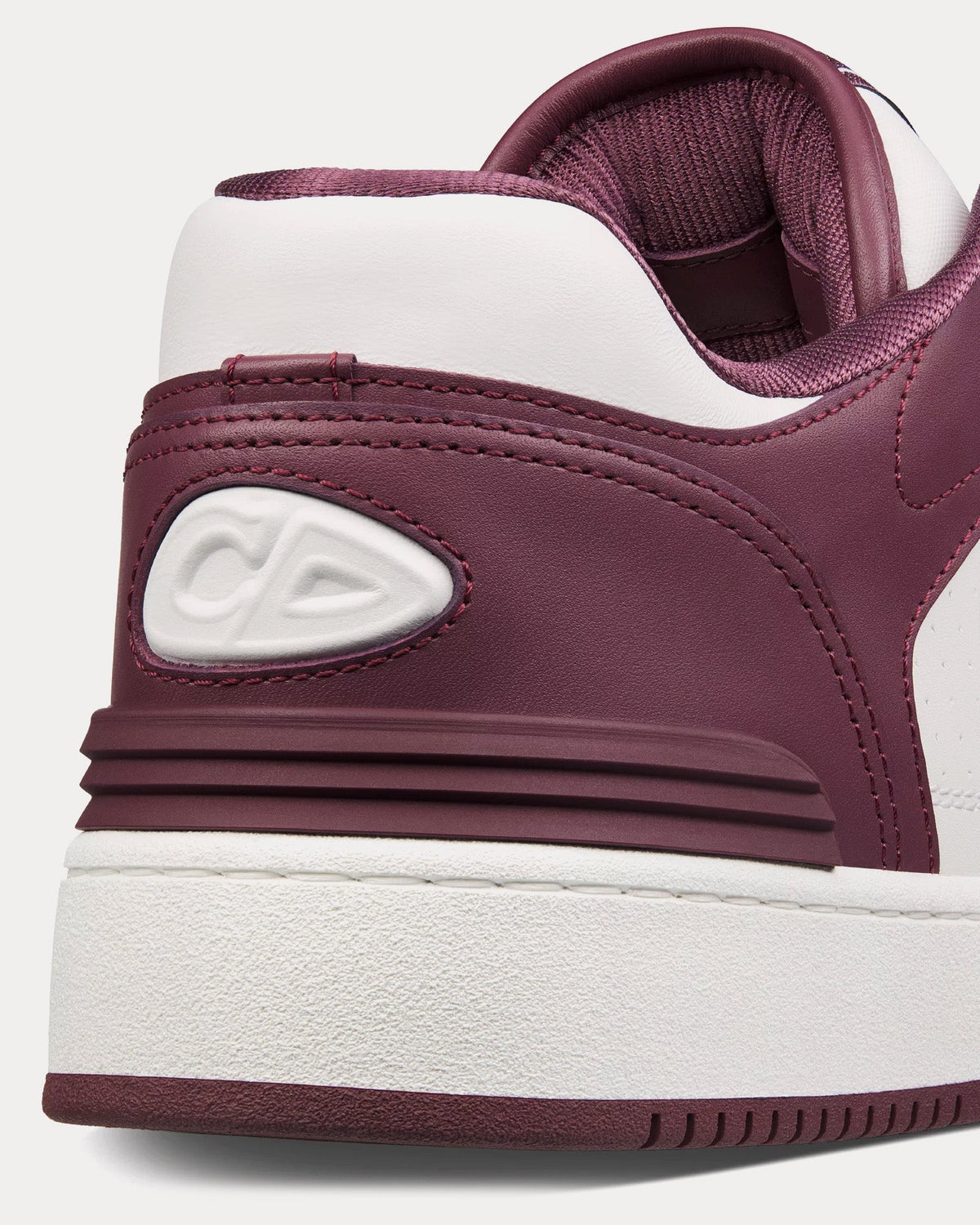 B57 Burgundy and White Smooth Calfskin with Beige and Black Dior Oblique Jacquard Low Top Sneakers