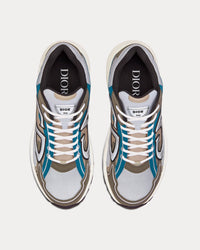 B30 White and Beige Mesh with Blue and Olive Technical Fabric Low Top Sneakers