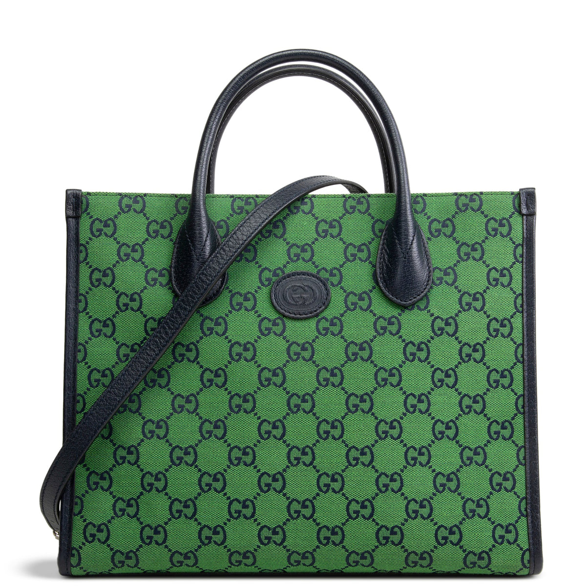 GG Canvas Interlocking G Tote Bag - Green