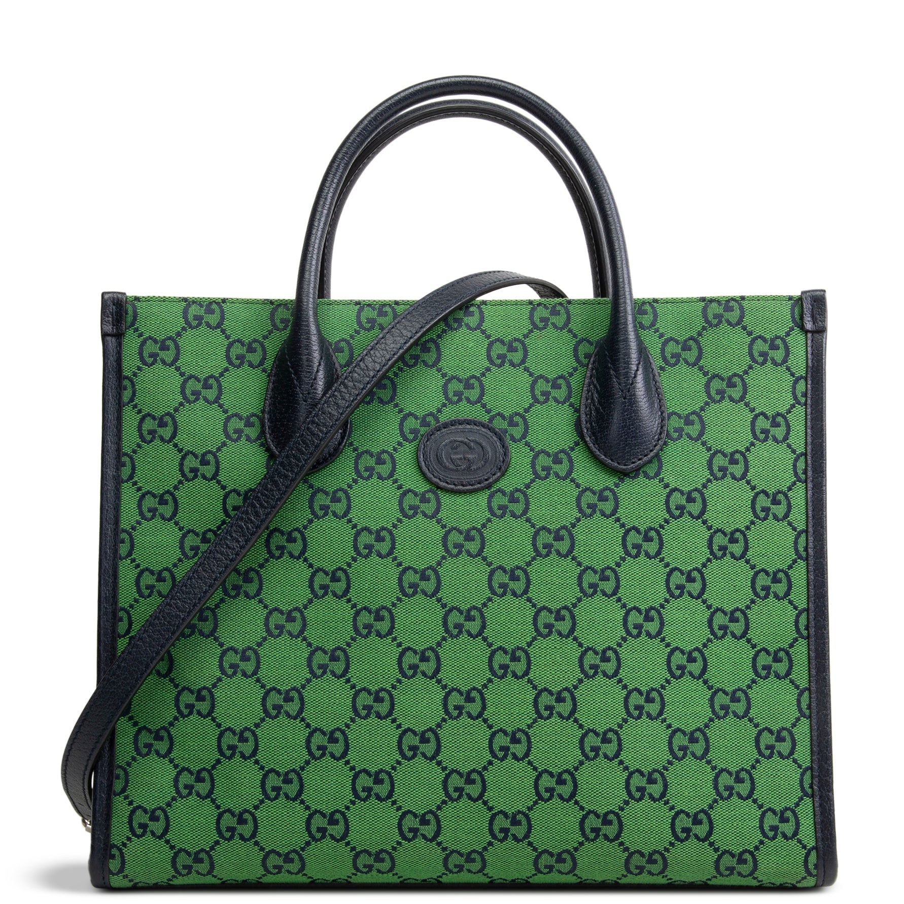 GG Canvas Interlocking G Tote Bag - Green