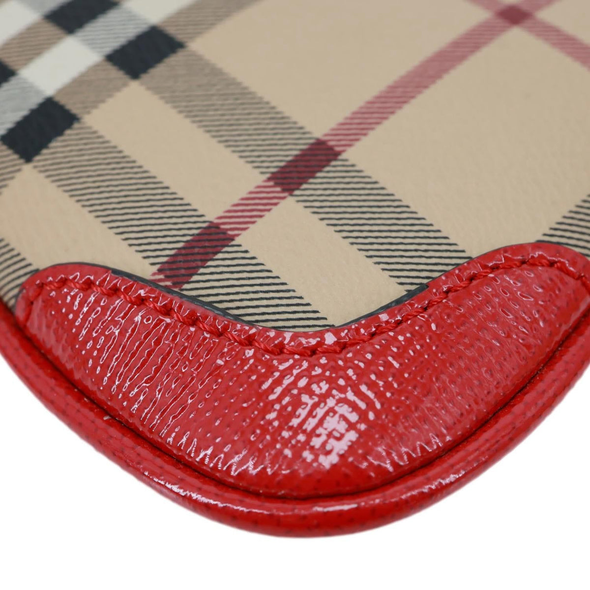 BURBERRY Peyton Small Haymarket Check Canvas Crossbody Clutch Military Red