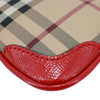 BURBERRY Peyton Small Haymarket Check Canvas Crossbody Clutch Military Red