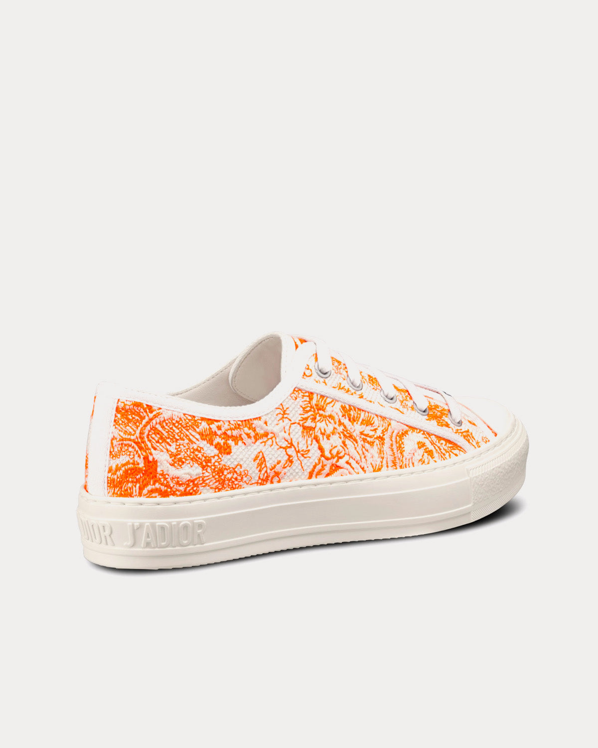 Walk'n'Dior Bright Orange Toile de Jouy Embroidered Cotton Low Top Sneakers