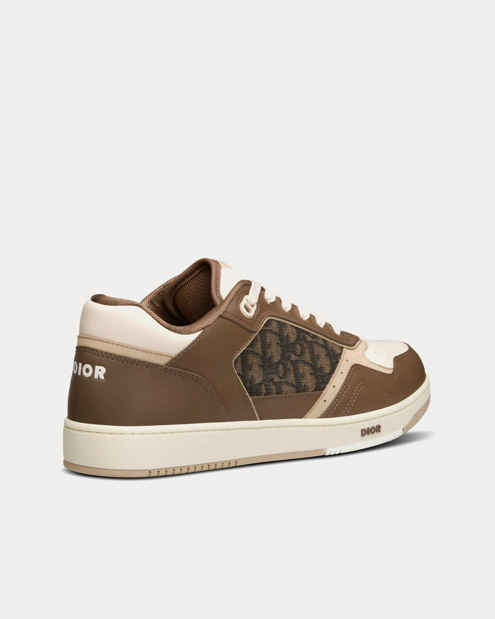B27 Ebony, Cream and White Smooth Calfskin with Ebony and Black Dior Oblique Jacquard Low Top Sneakers