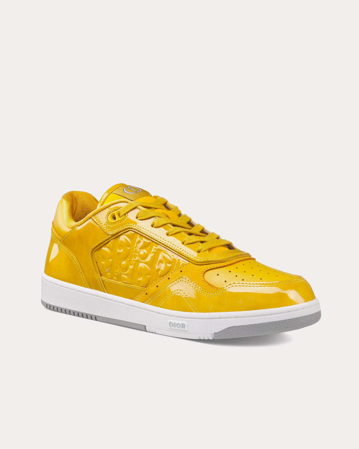 B27 Yellow Patent Calfskin and Dior Oblique Gravity Leather Low Top Sneakers