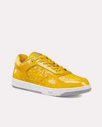 B27 Yellow Patent Calfskin and Dior Oblique Gravity Leather Low Top Sneakers