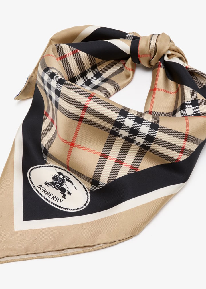 Check Knight Stamp Silk Twill Scarf
