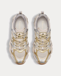 Chrono Beige Mesh with Gold-Tone and Silver-Tone Laminated Leather-Effect Panels Low Top Sneakers