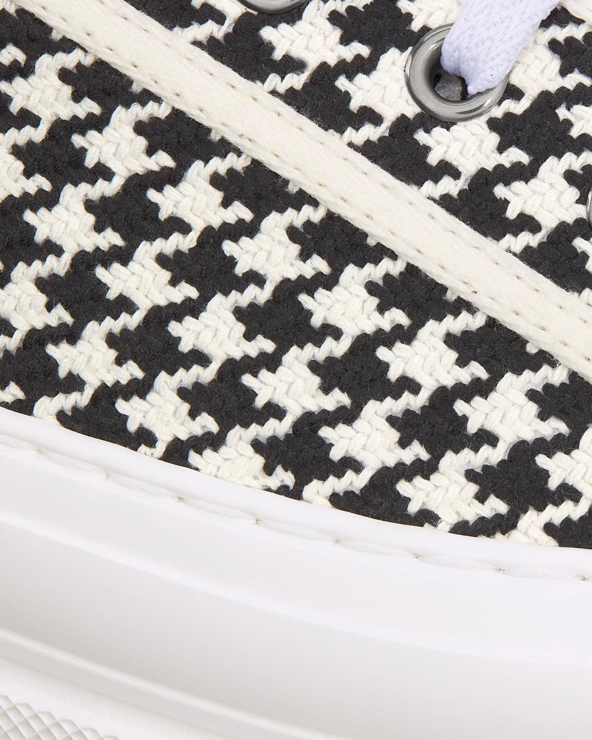 Walk'n'Dior Platform Black and White Micro-Houndstooth Embroidered Cotton Low Top Sneakers