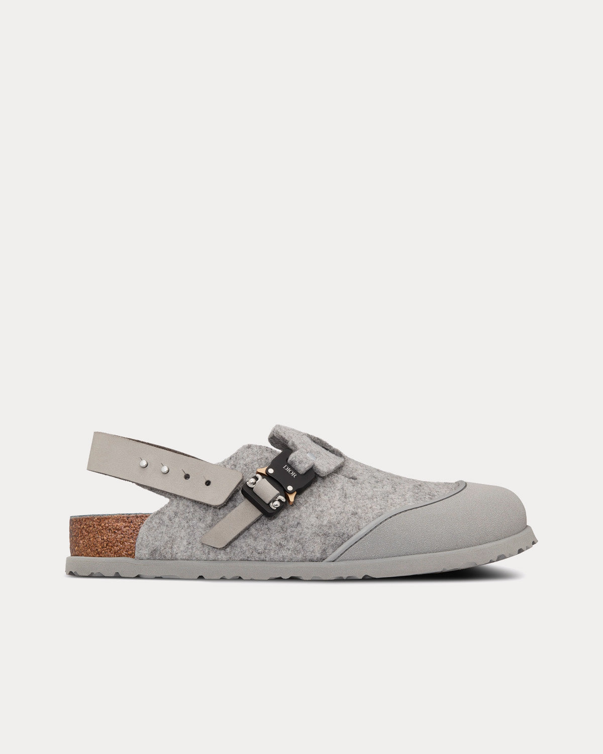 Tokio Dior Gray Felted Wool and Nubuck Calfskin Mules