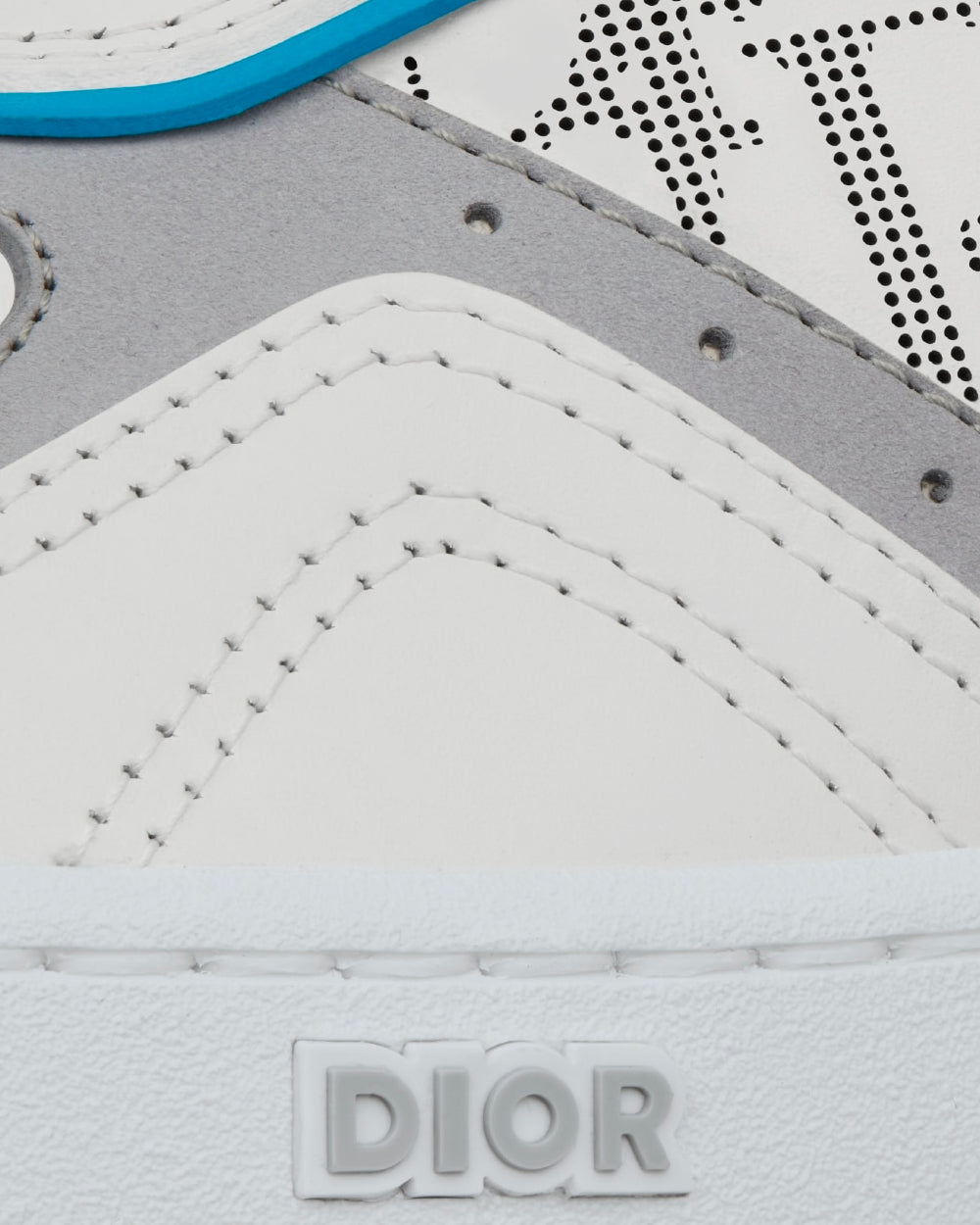B27 White and Light Blue Smooth Calfskin with White Dior Oblique Galaxy Leather High Top Sneakers