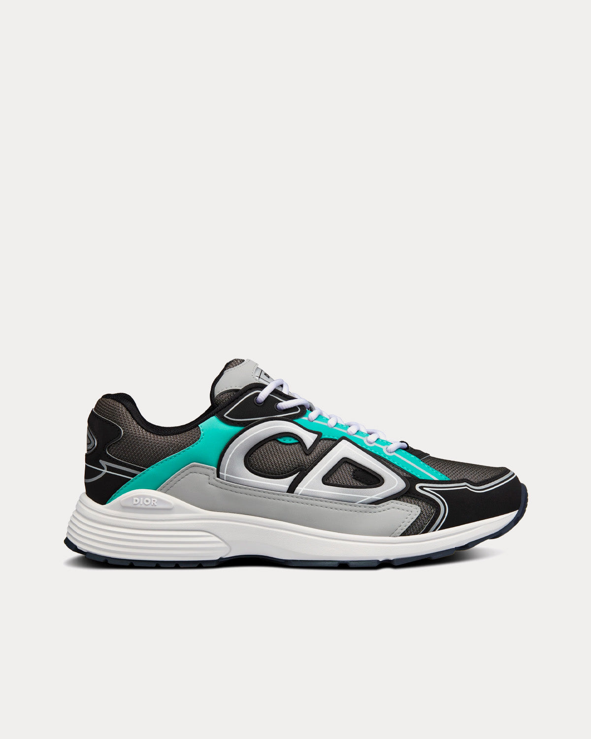 B30 Anthracite Gray Mesh and Black, Green and Dior Gray Technical Fabric Low Top Sneakers