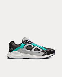 B30 Anthracite Gray Mesh and Black, Green and Dior Gray Technical Fabric Low Top Sneakers