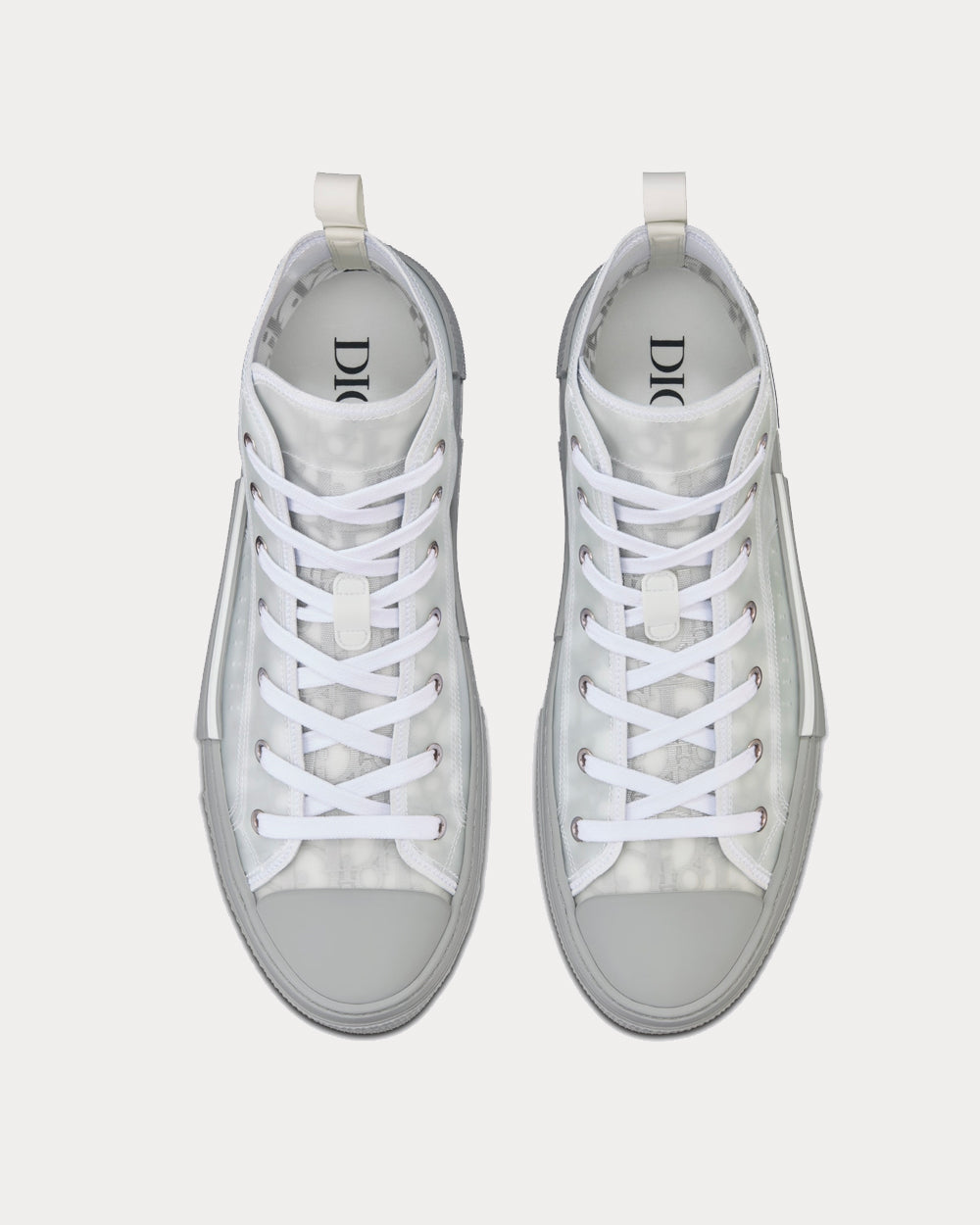 B23 Reflective Gray Dior Oblique Canvas High Top Sneakers