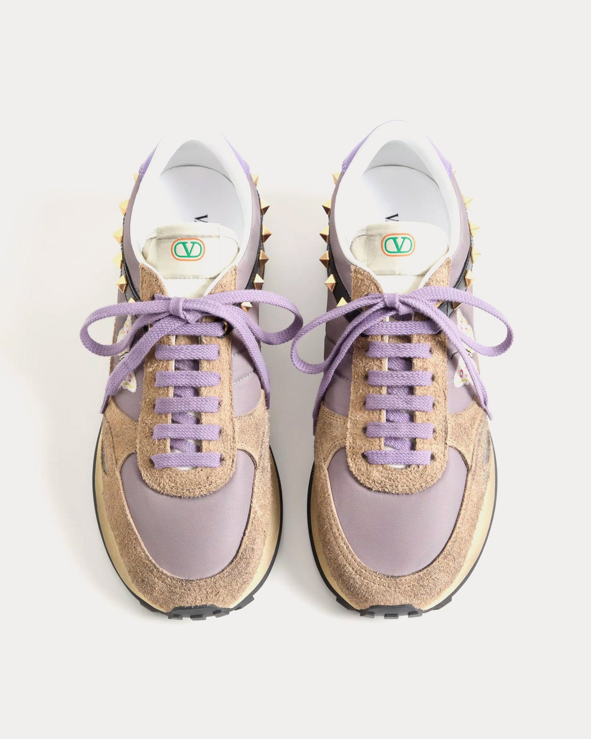 Stud Up Split Leather & Nylon with Butterfly Embroidery Lilac / Multi Low Top Sneakers