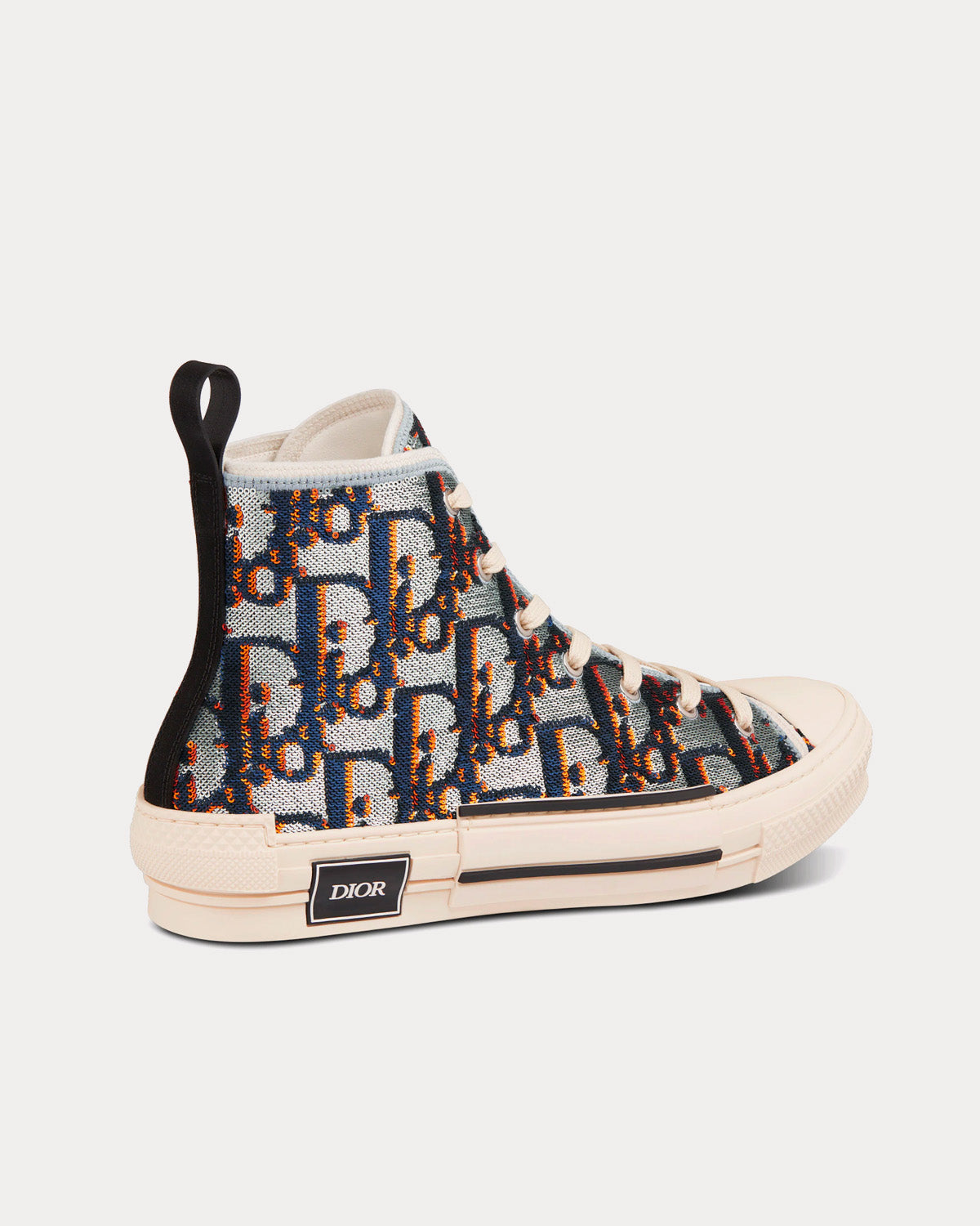 B23 Silver-Tone, Blue and Orange Dior Oblique Sequined Embroidered Canvas High Top Sneakers